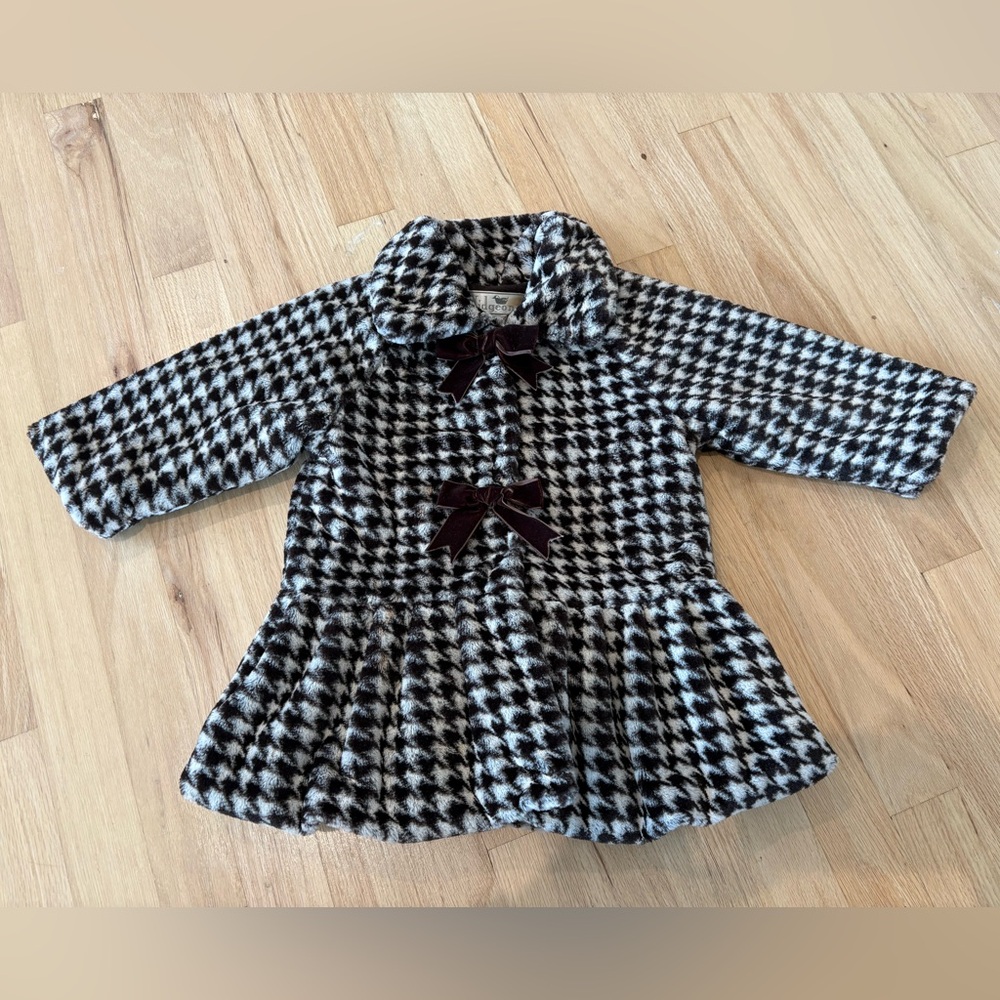 Toddler Girl Faux Fur Houndstooth Coat